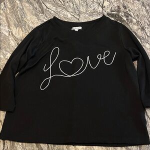 Chaser Women's Black Love Heart Long Sleeve Top